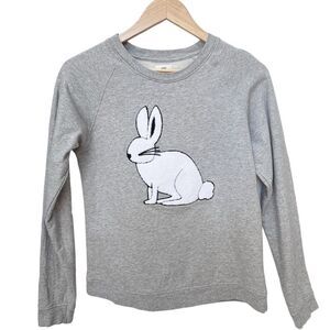 Monica + Andy Long Sleeve Gray White Bunny Pullover Organic Sweatshirt. Small.